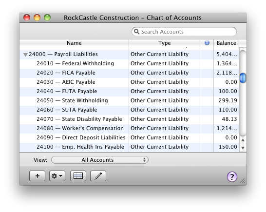 Payroll Chart Of Accounts